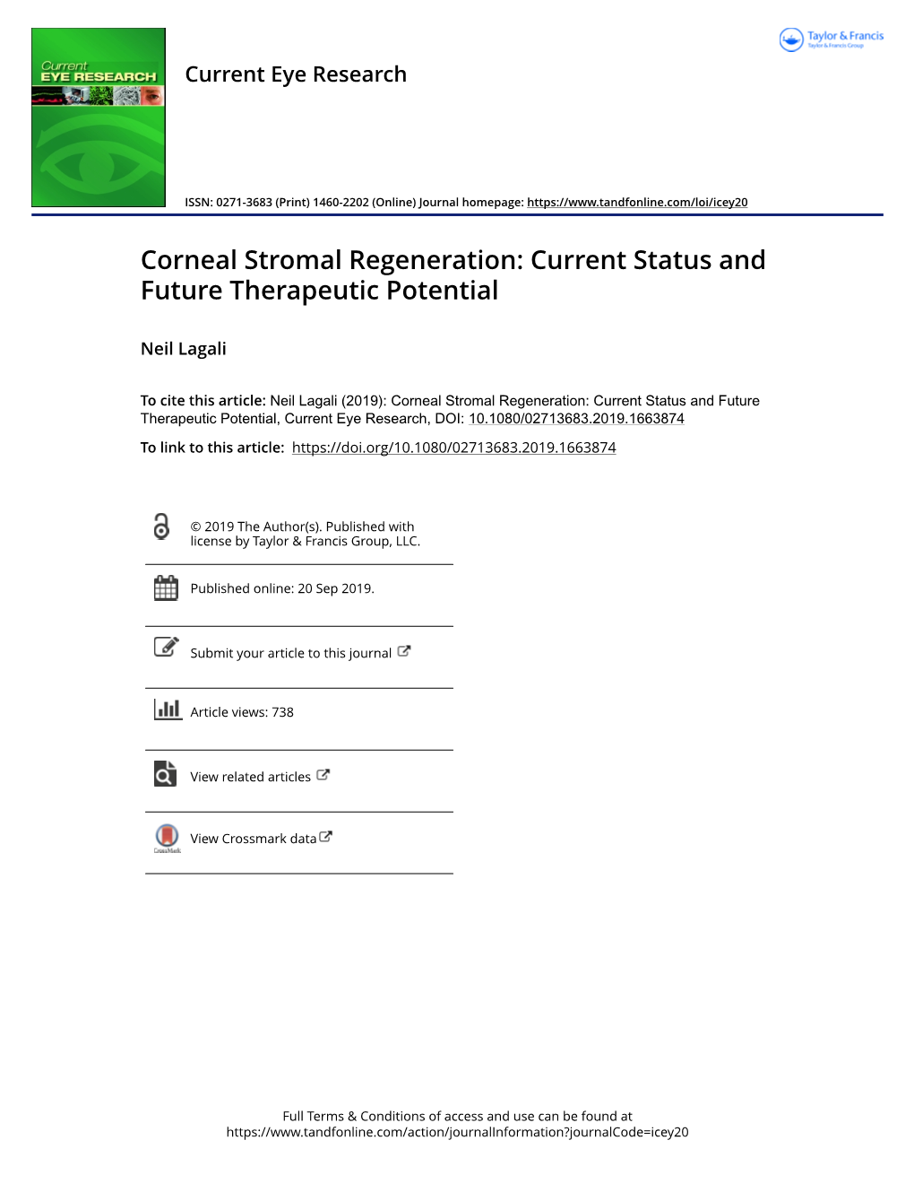 Corneal Stromal Regeneration: Current Status and Future Therapeutic Potential