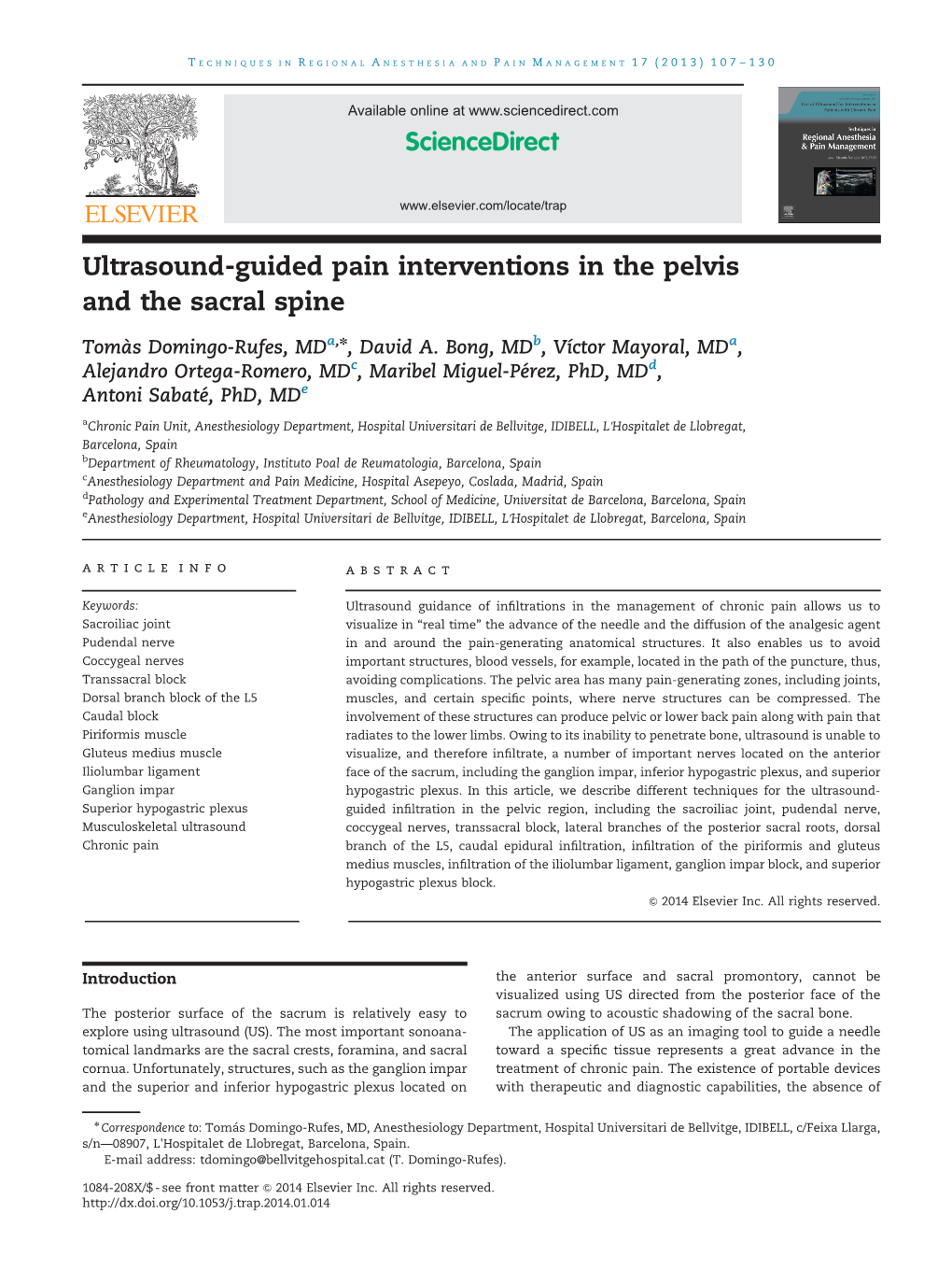 Ultrasound-Guided Pain Interventions in the Pelvis and the Sacral Spine