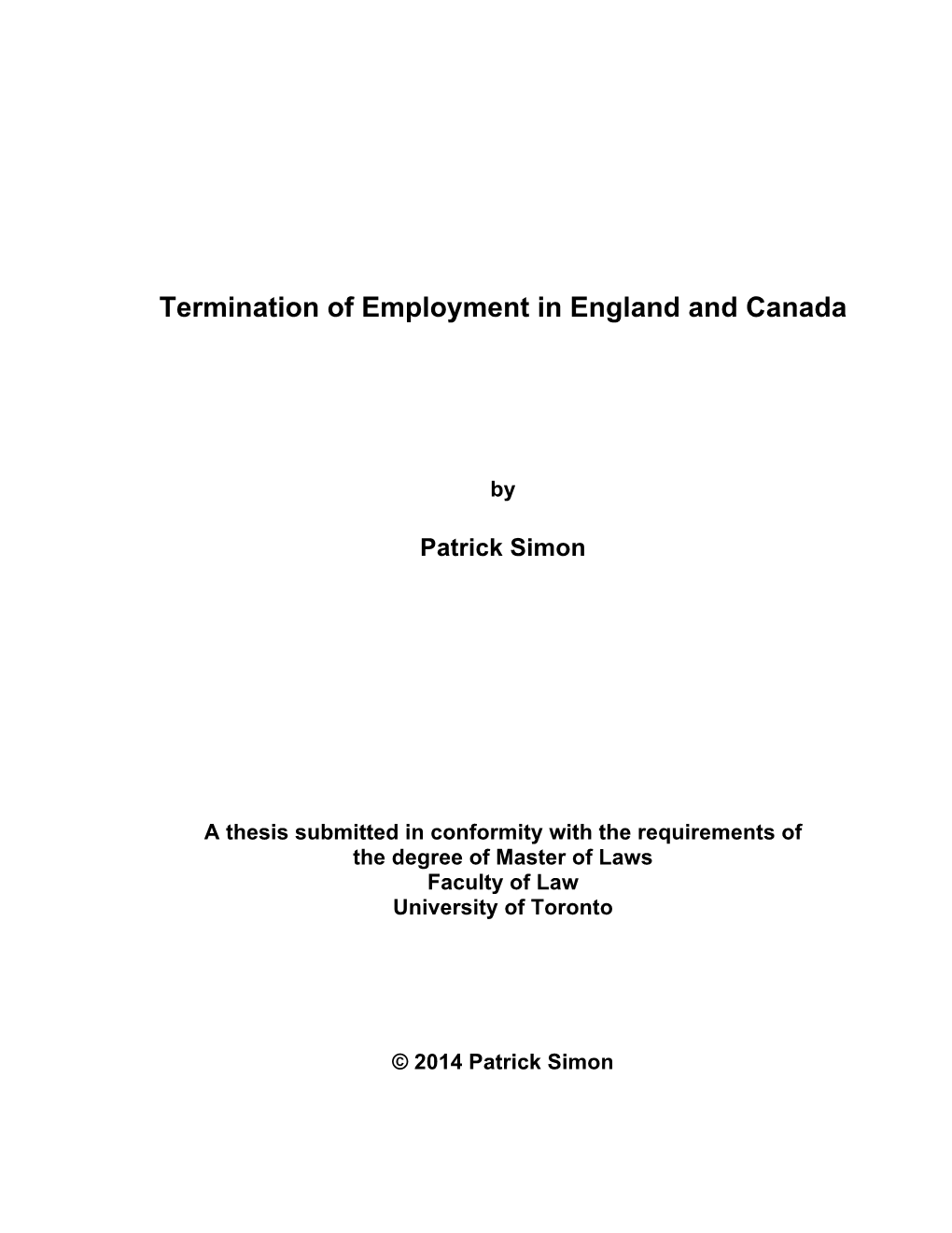 Termination of Employment in England and Canada