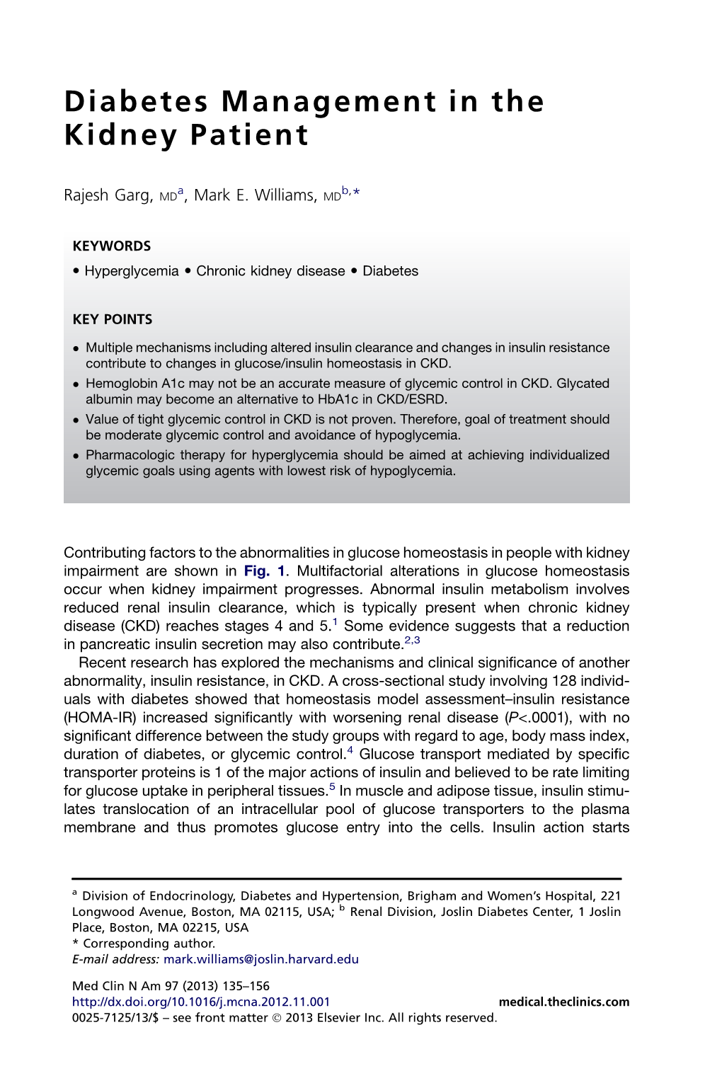 Diabetes Management in the Kidney Patient