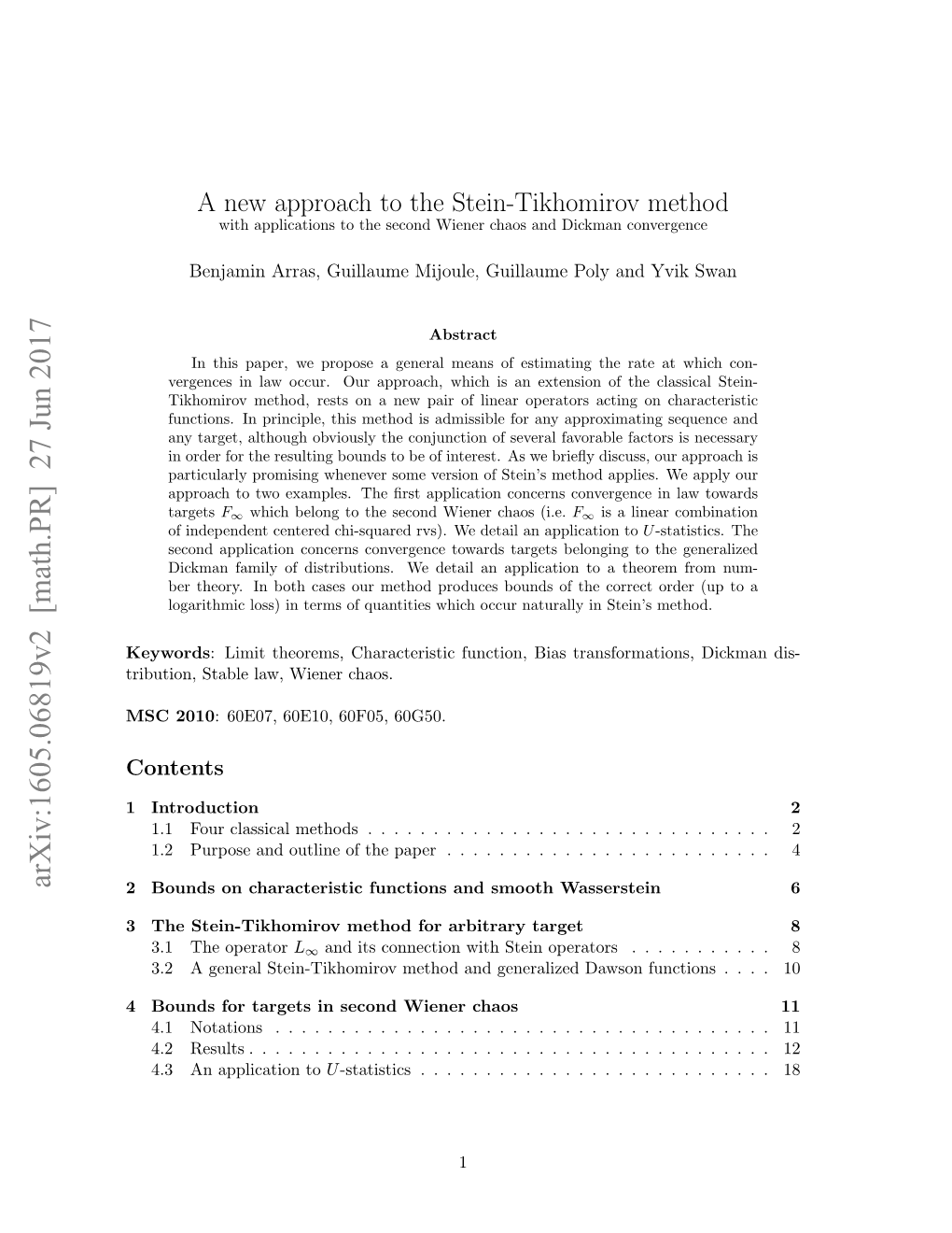 A New Approach to the Stein-Tikhomirov Method: With