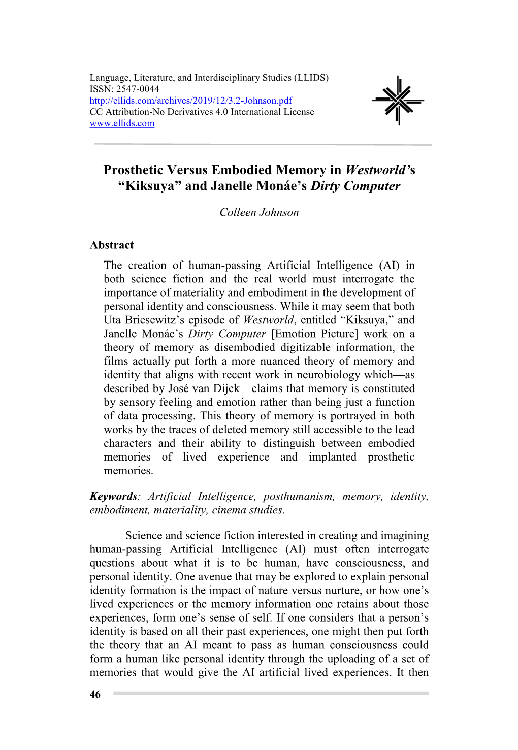 Prosthetic Versus Embodied Memory in Westworld's “Kiksuya” And