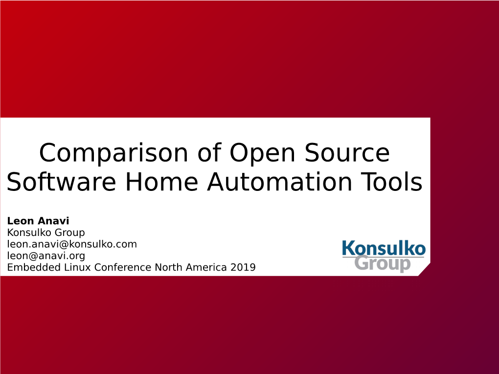 Comparison of Open Source Software Home Automation Tools