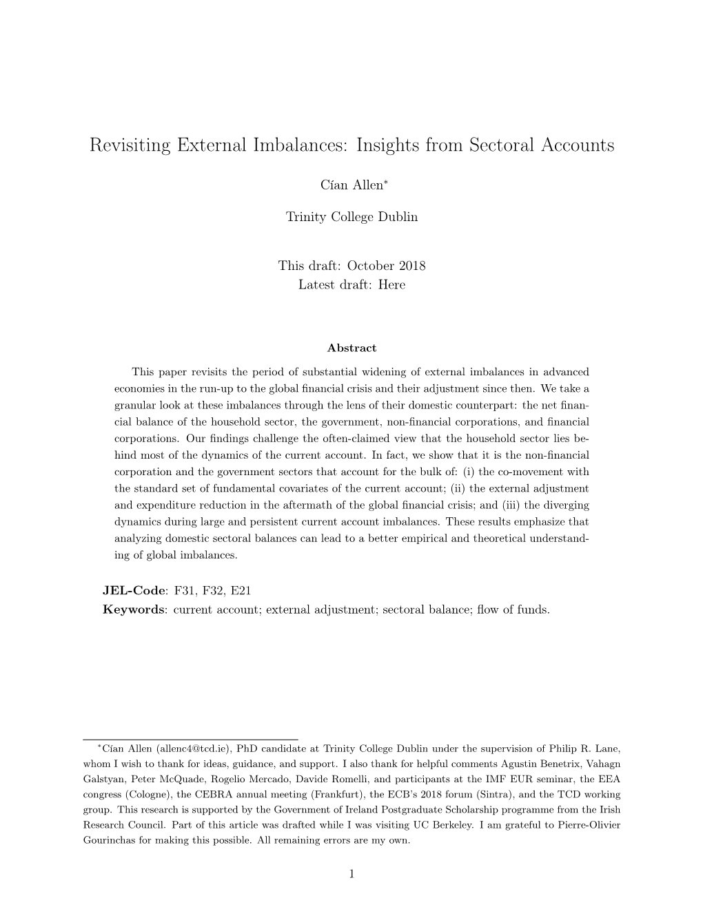 Revisiting External Imbalances: Insights from Sectoral Accounts