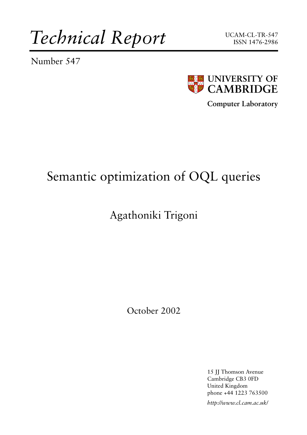 Semantic Optimization of OQL Queries