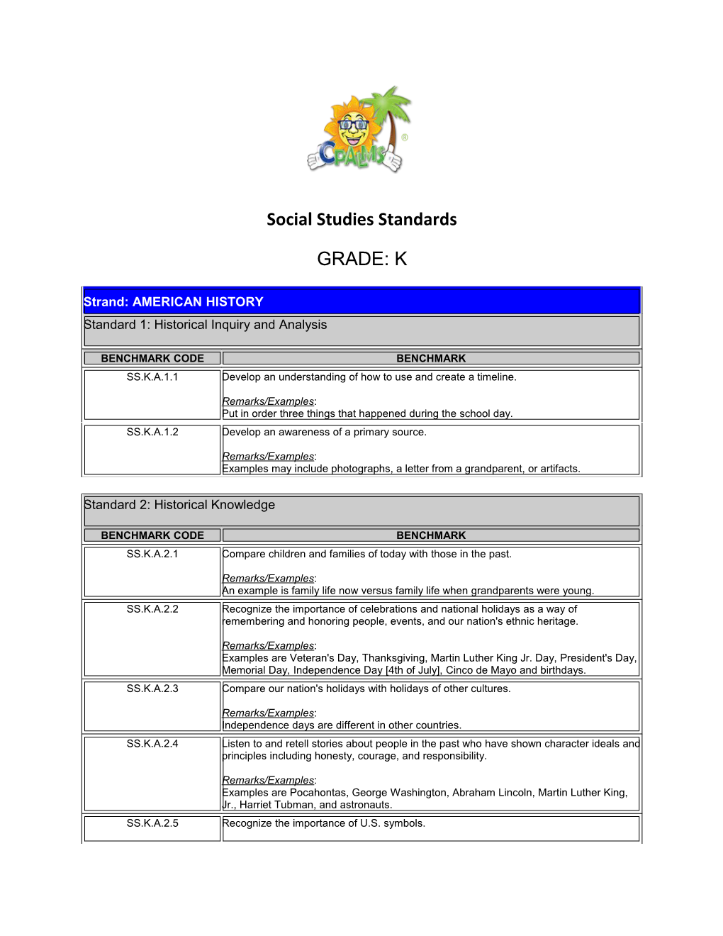 Social Studies Standards