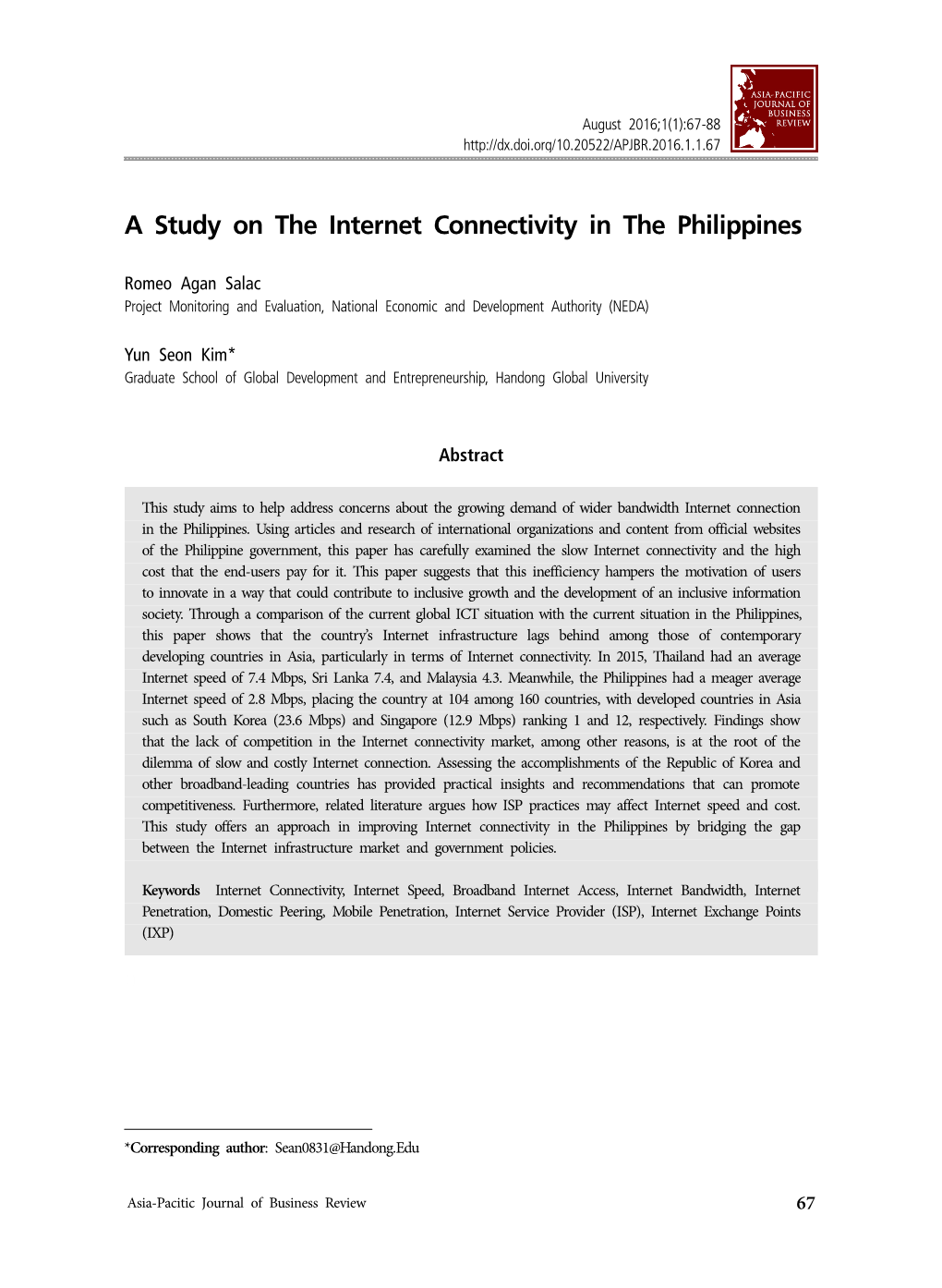 A Study on the Internet Connectivity in the Philippines