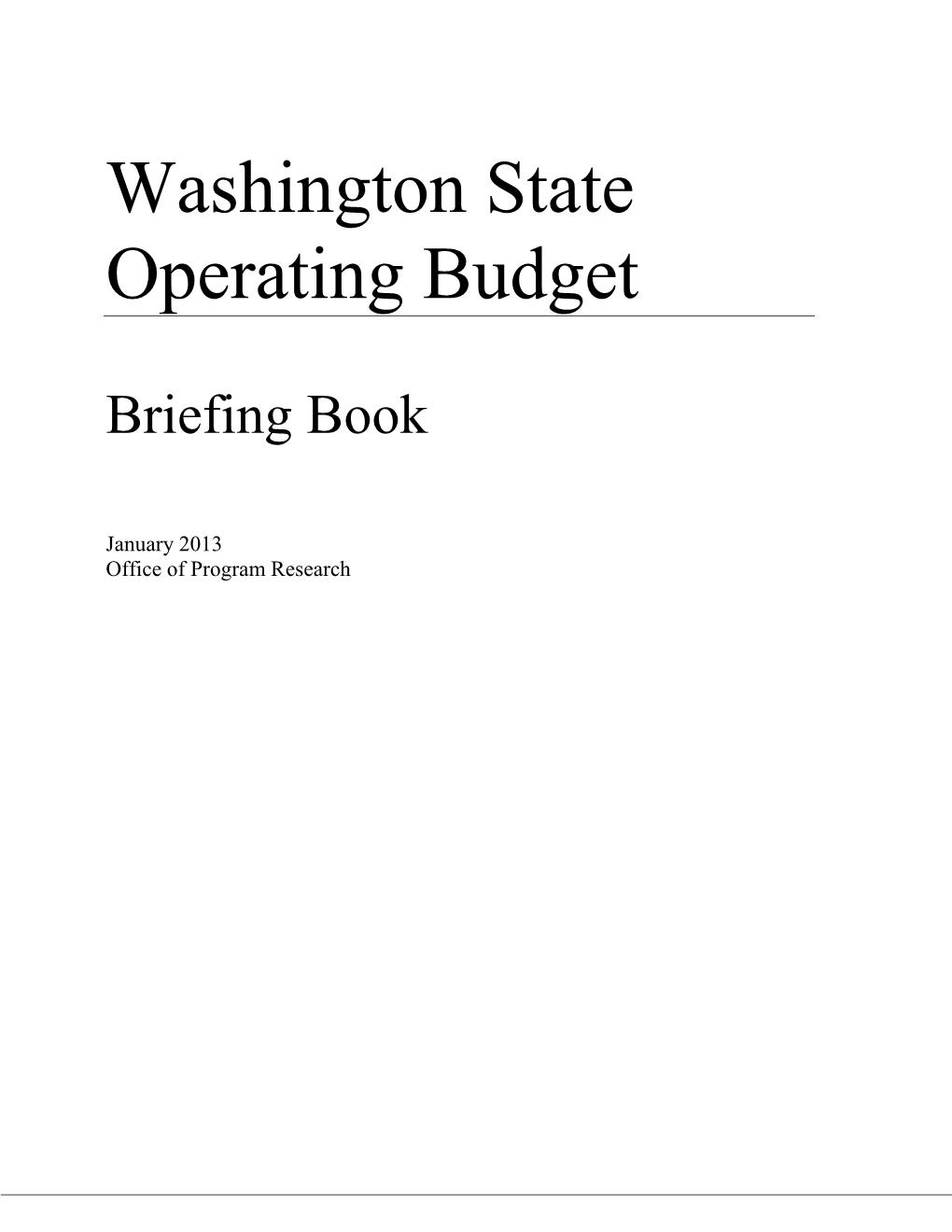 Washington State Operating Budget