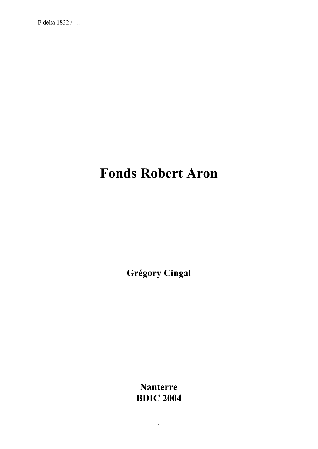 Fonds Robert Aron