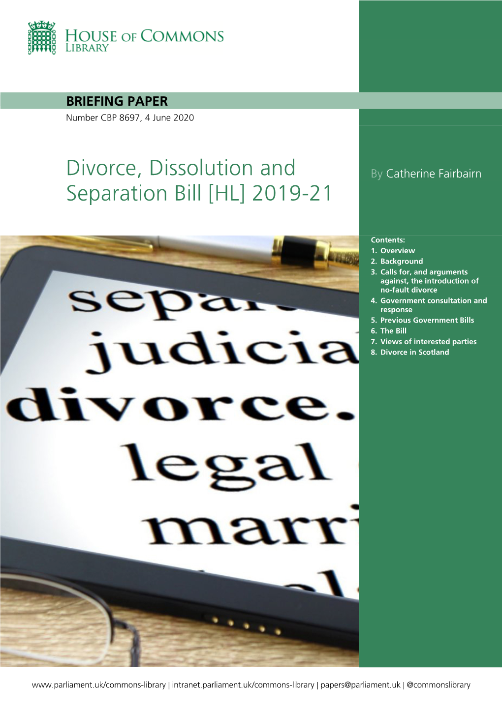 Divorce, Dissolution and Separation Bill [HL] 2019-21