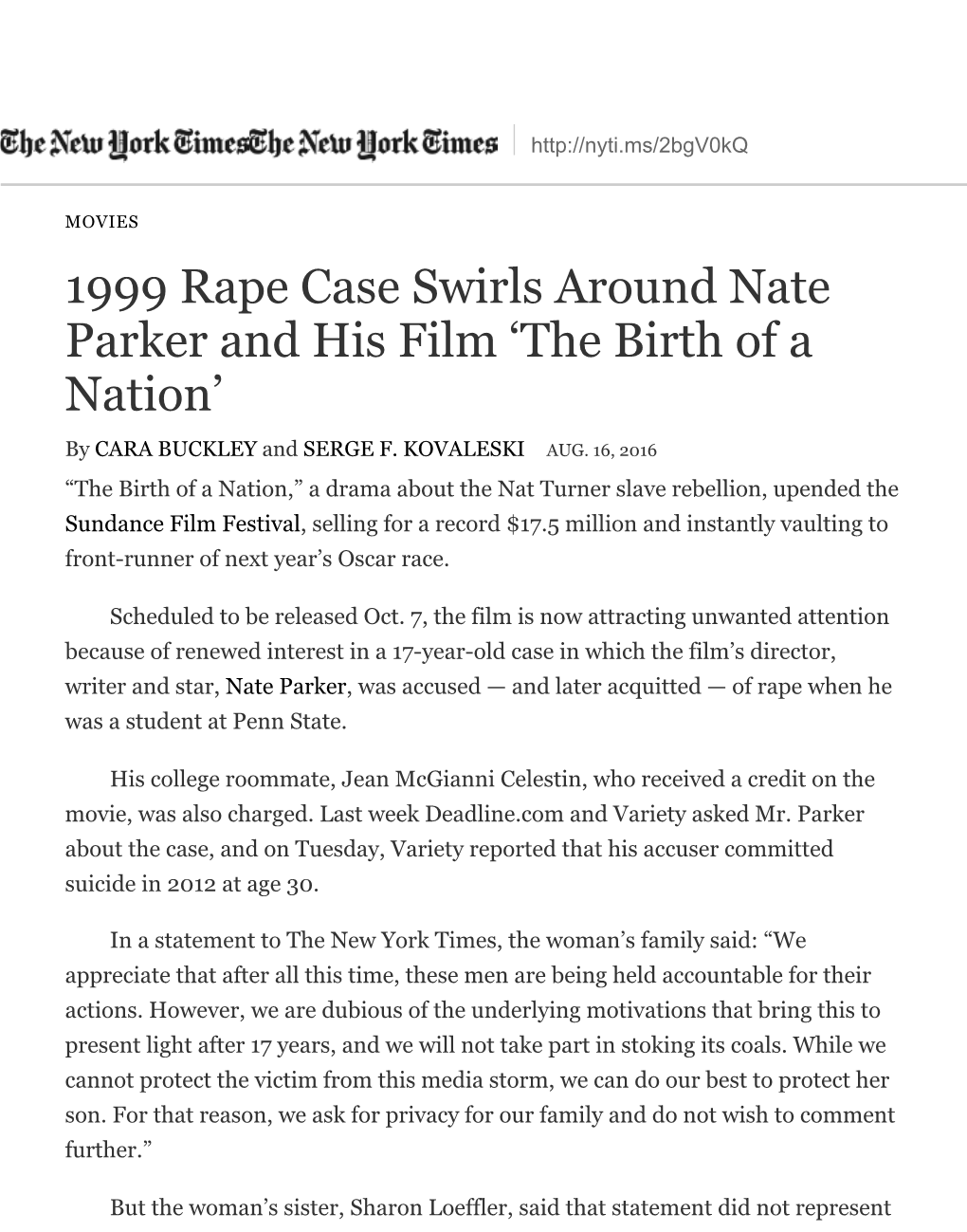 1999 Rape Case Swirls Around Nate Parker and His Film ‘The Birth of a Nation’