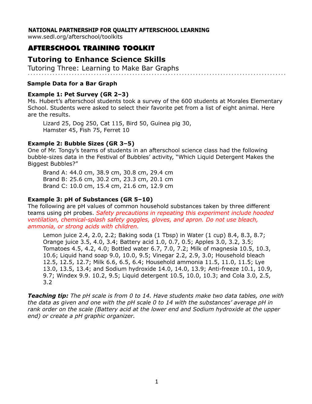 Sample Data for a Bar Graph Example 1: Pet Survey (GR 2–3) Ms