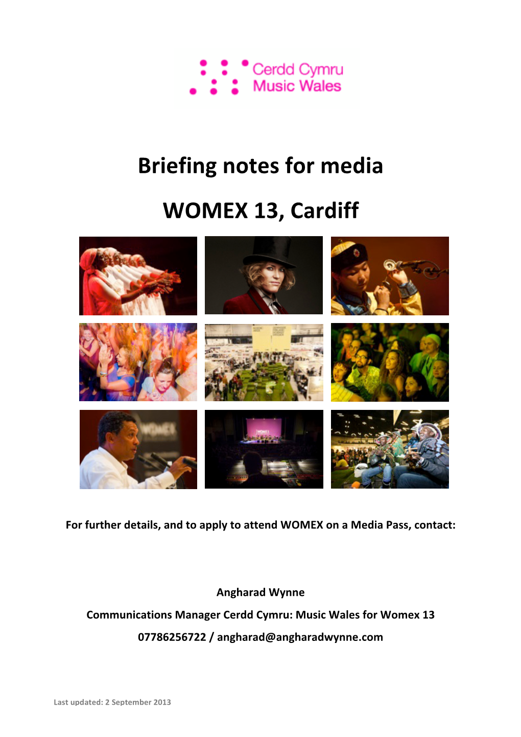 Briefing Notes for Media WOMEX 13, Cardiff