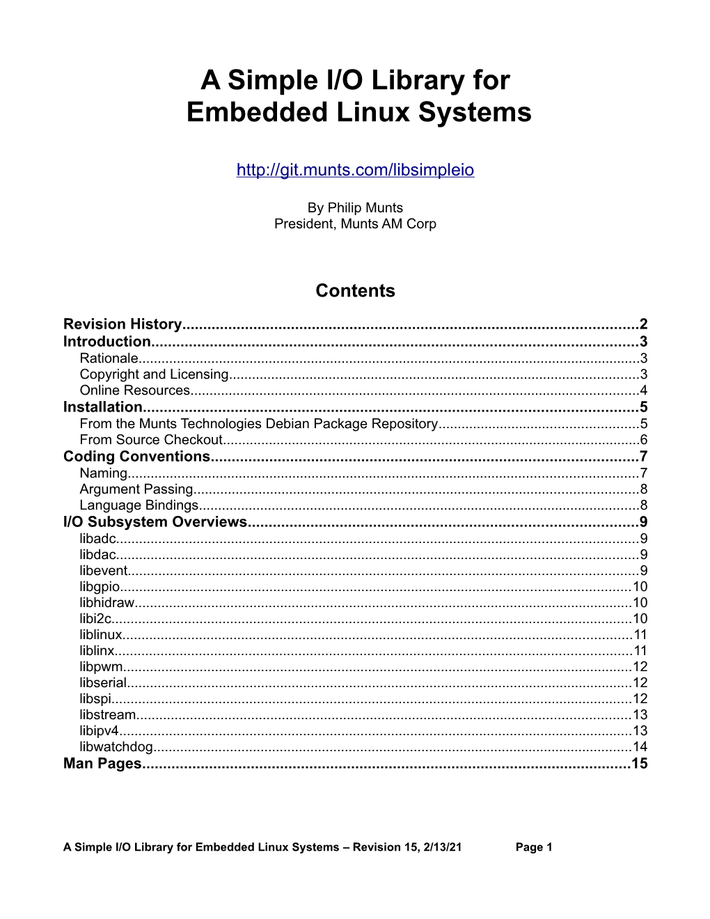A Simple I/O Library for Embedded Linux Systems