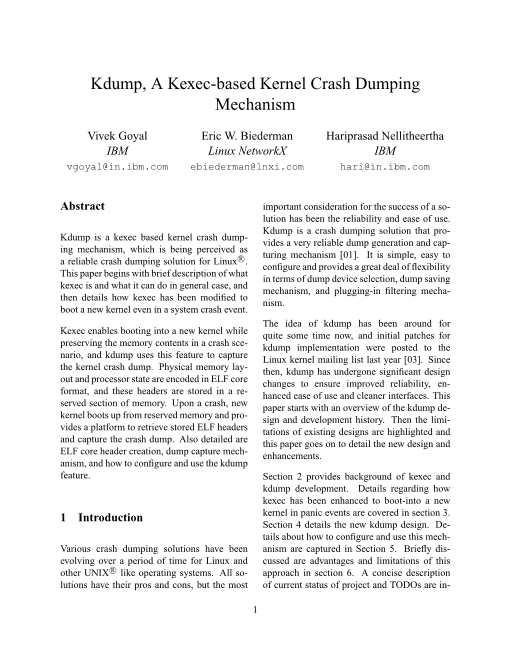 Kdump, a Kexec-Based Kernel Crash Dumping Mechanism