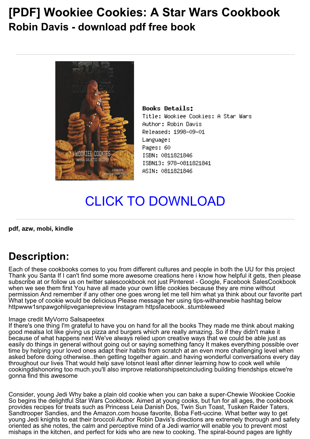 &lt;9F64537&gt; [PDF] Wookiee Cookies: a Star Wars Cookbook Robin Davis