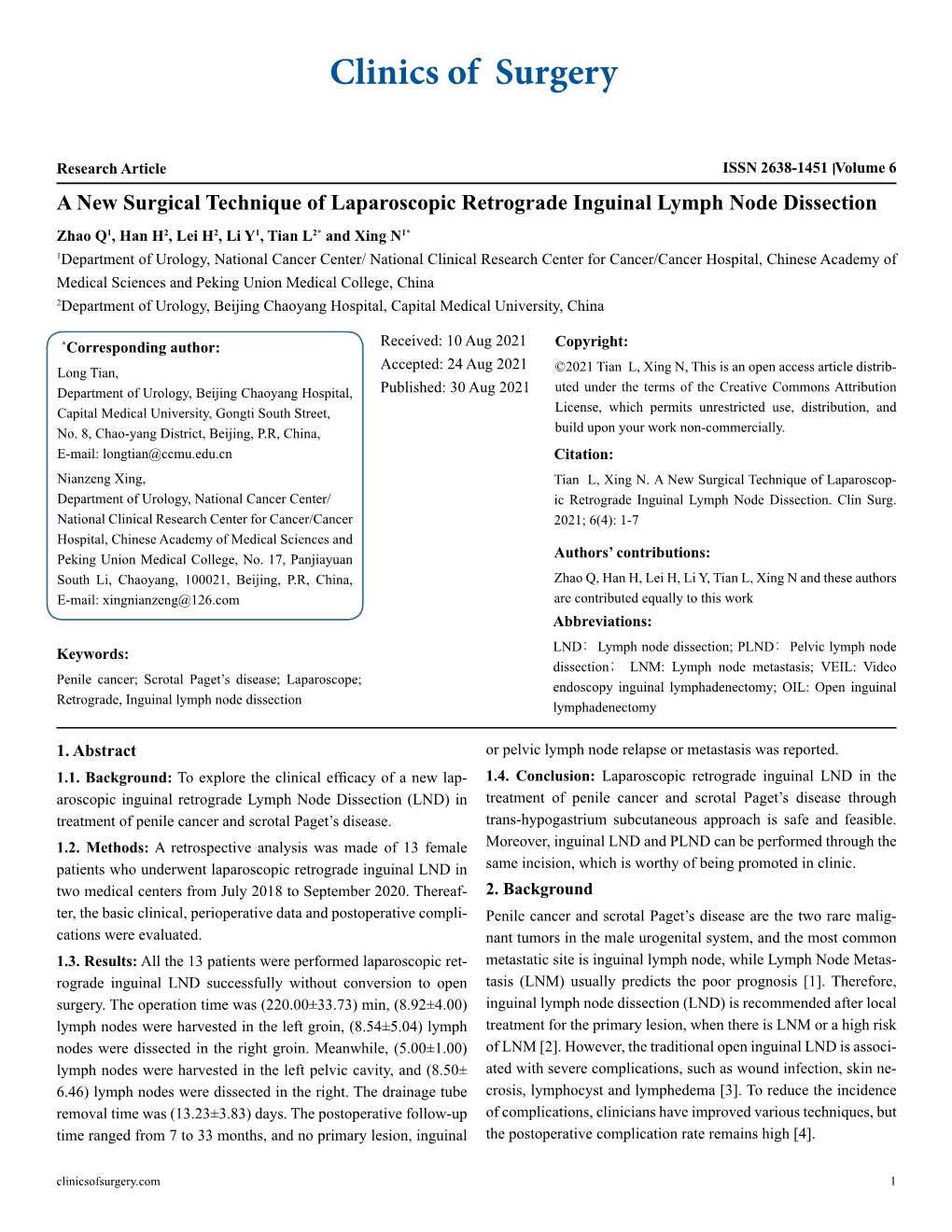 A New Surgical Technique of Laparoscopic Retrograde Inguinal