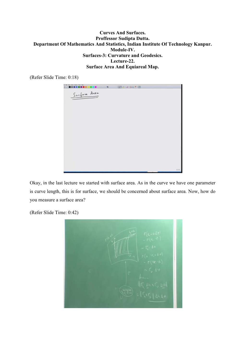 Surface Area and Equiareal Map