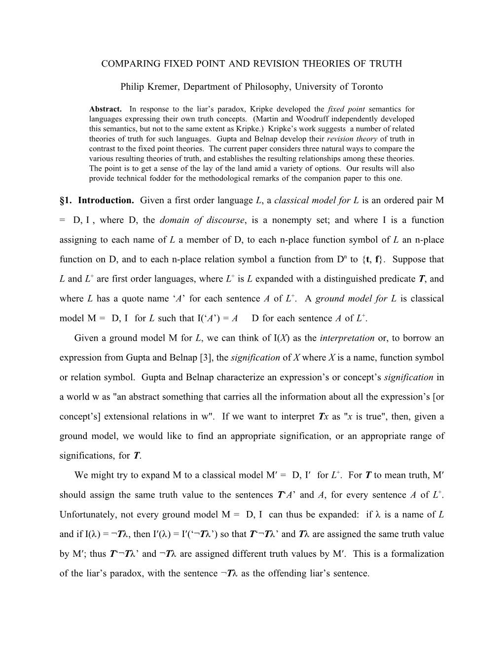 Comparing Fixed Point and Revision Theories of Truth