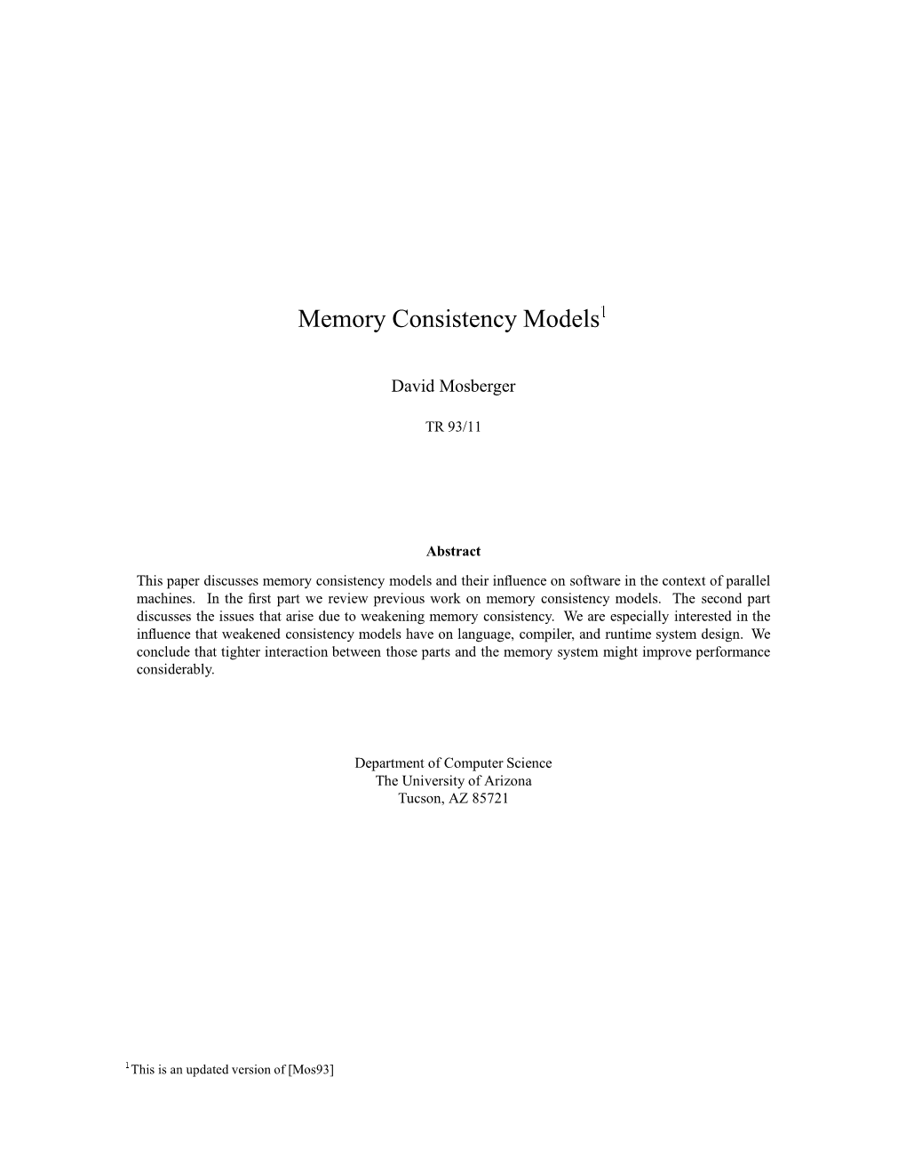 Memory Consistency Models1