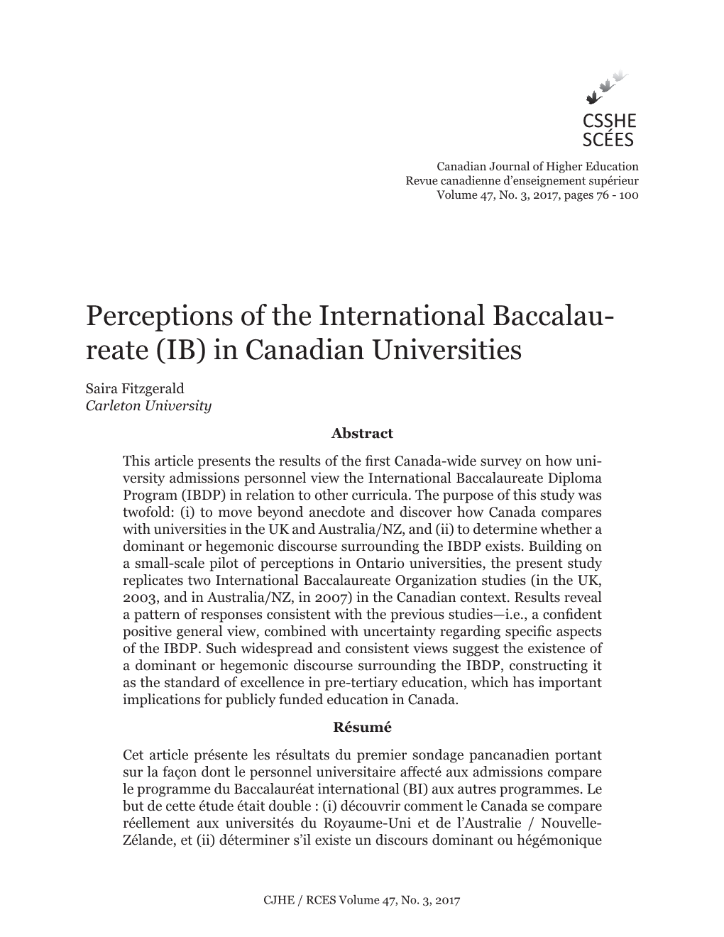 (IB) in Canadian Universities