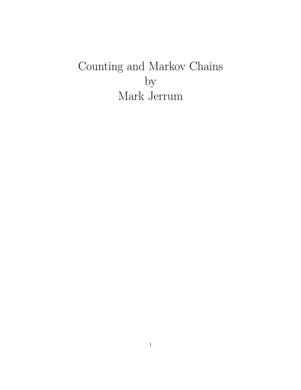 Counting and Markov Chains by Mark Jerrum