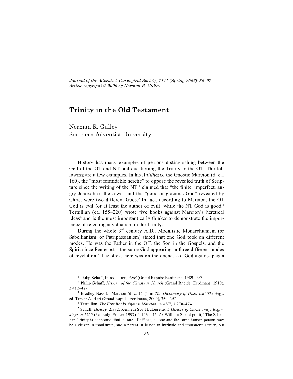 Trinity in the Old Testament