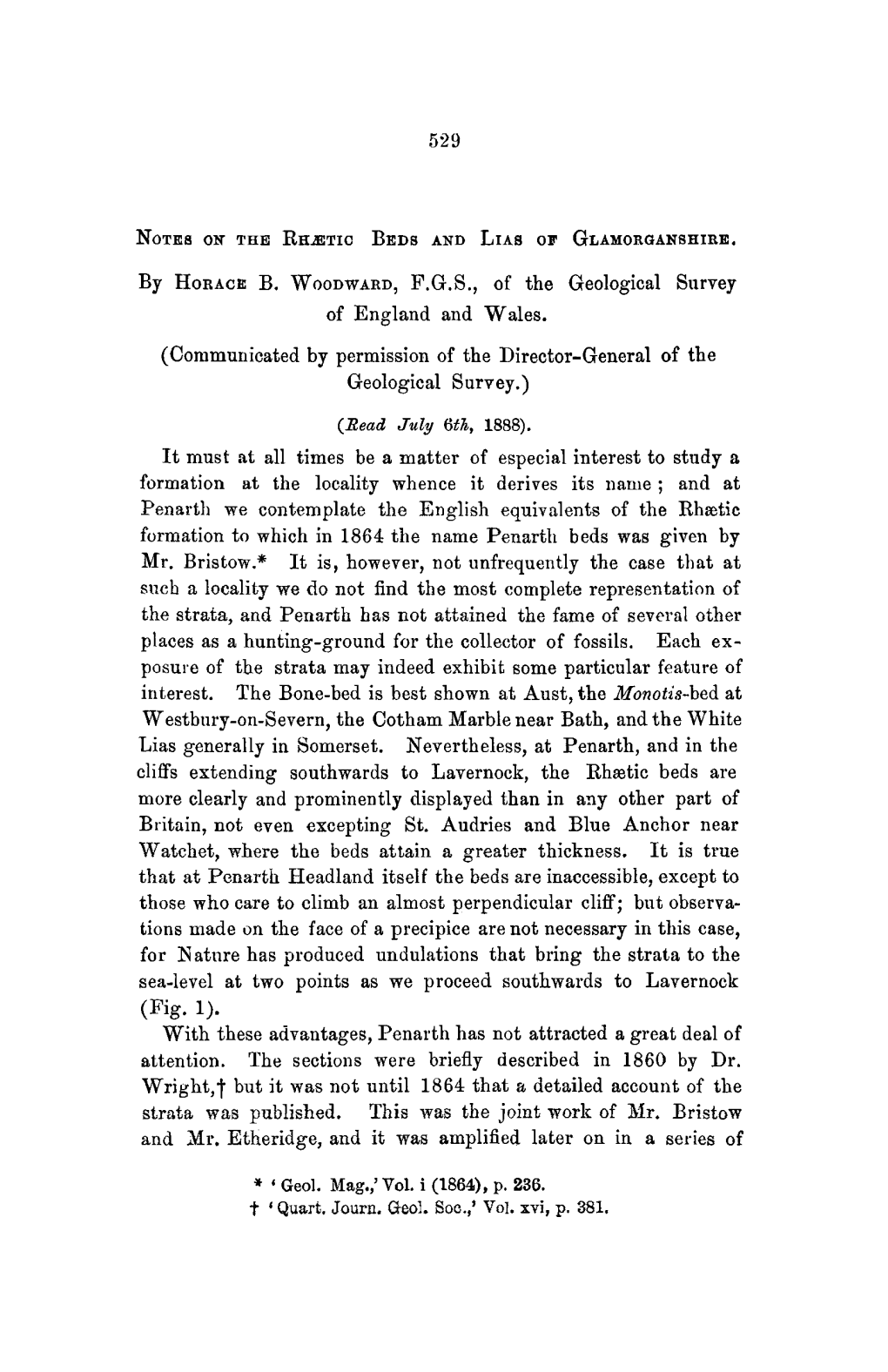 Notes on the Rhætic Beds and Lias of Glamorganshire