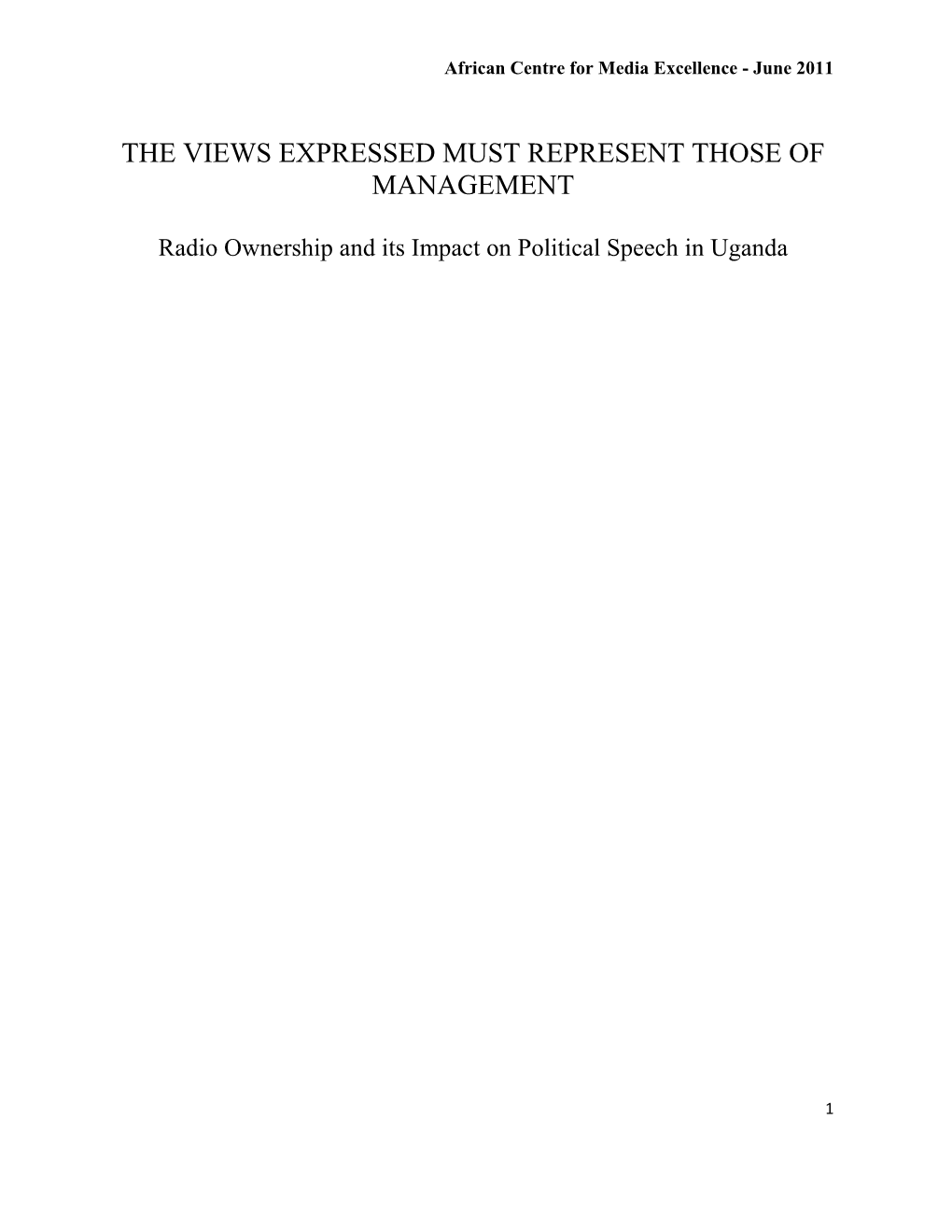 Radio Ownership and Its Impact on Political Speech in Uganda