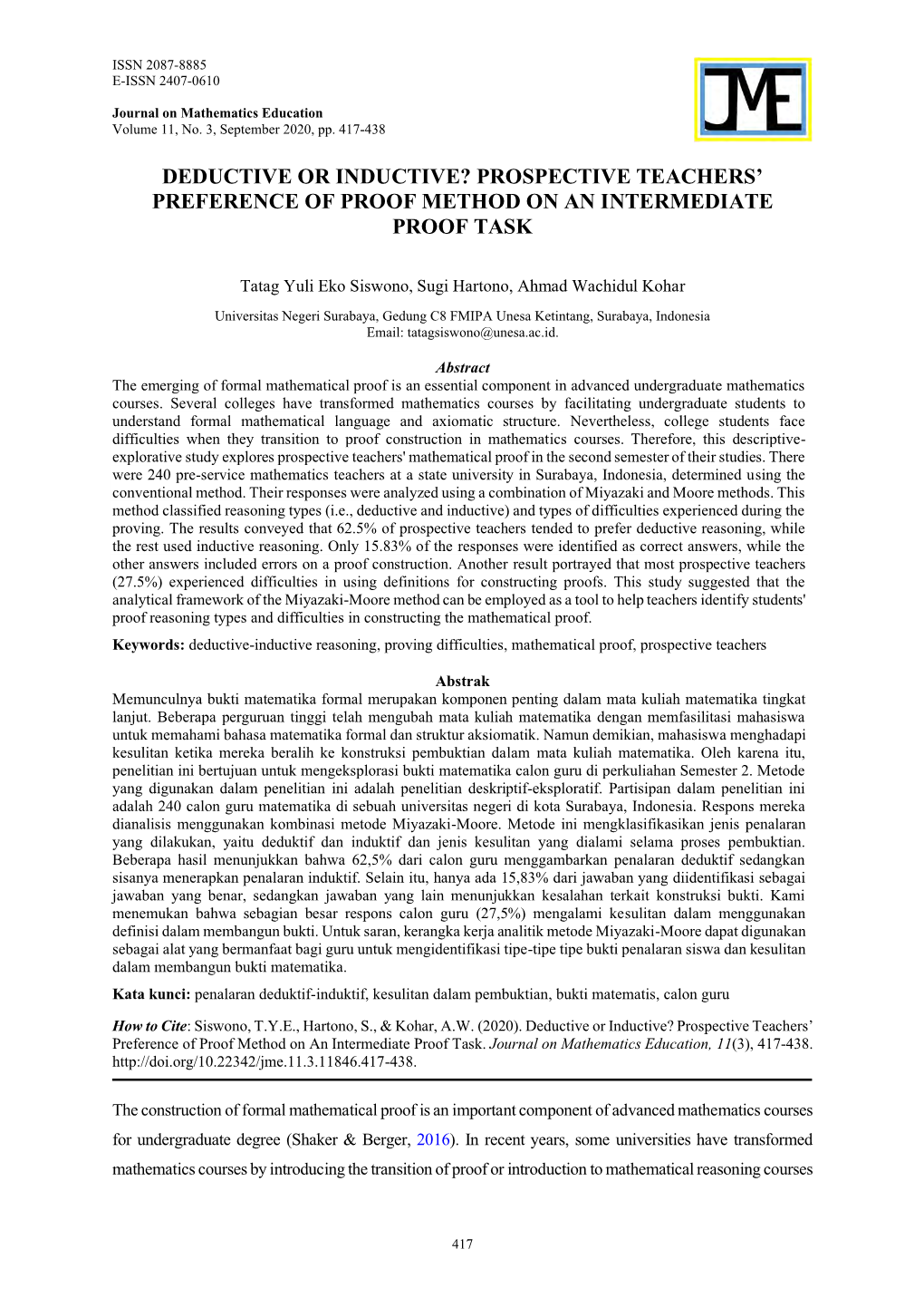 Deductive Or Inductive? Prospective Teachers’ Preference of Proof Method on an Intermediate Proof Task