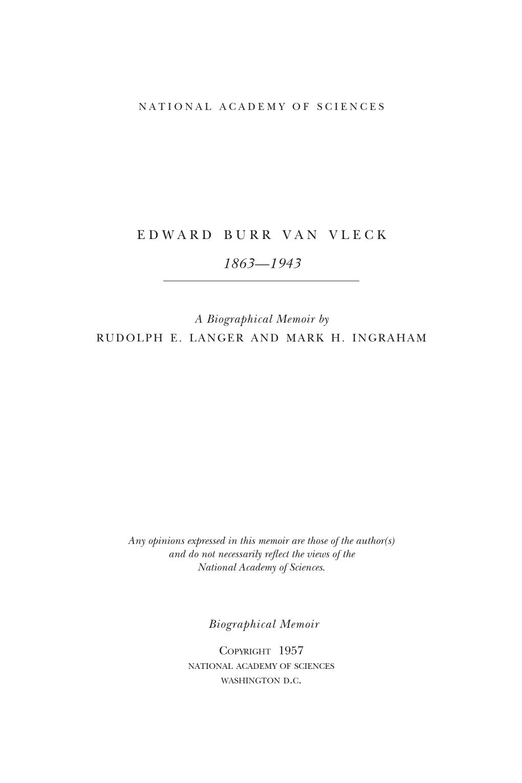 Edward Burr Van Vleck