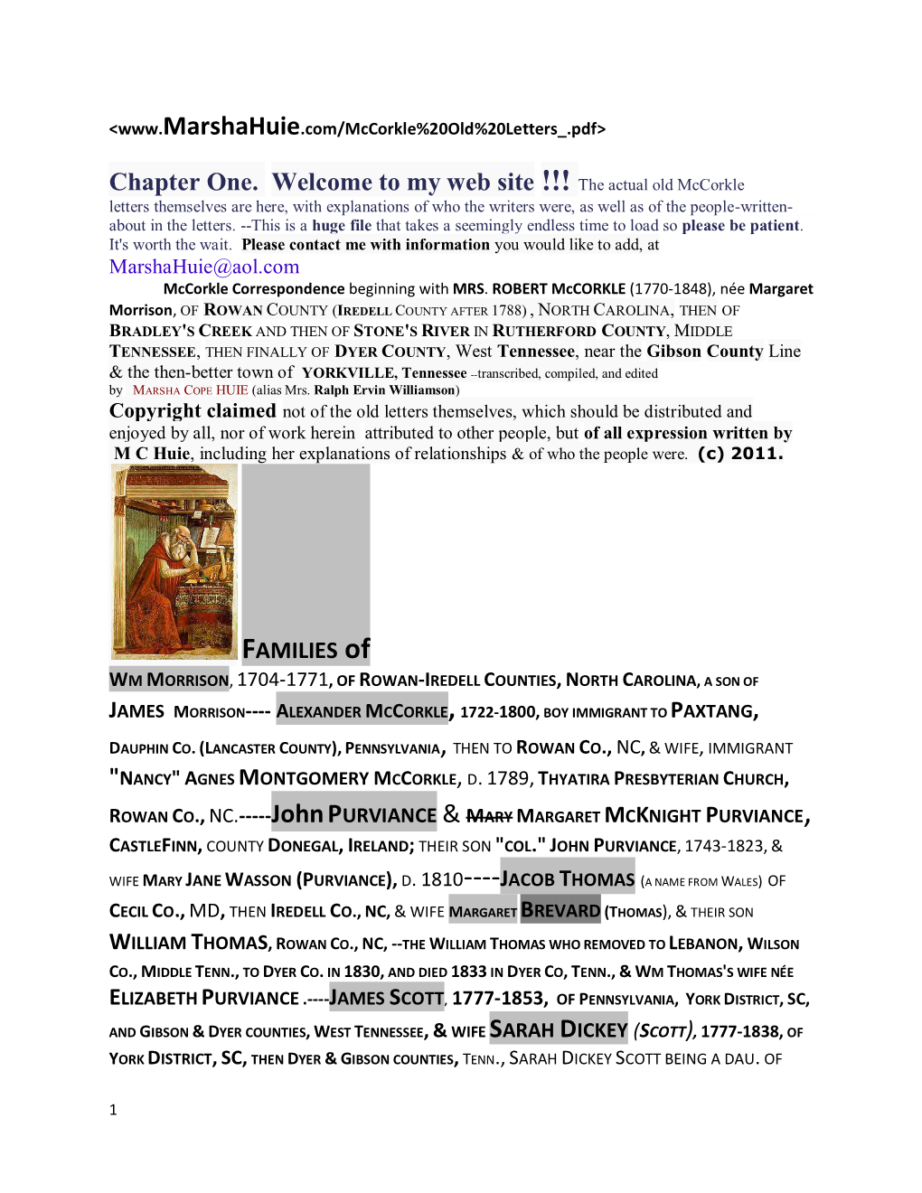 The Actual Old Mccorkle Letters Themselves Are Here, with Explanations of Who the Writers Were, As Well As of the People-Written- About in the Letters