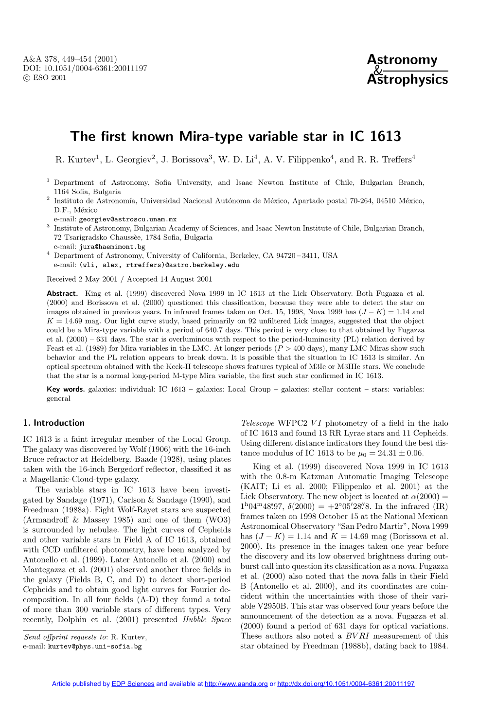 The First Known Mira-Type Variable Star in IC 1613