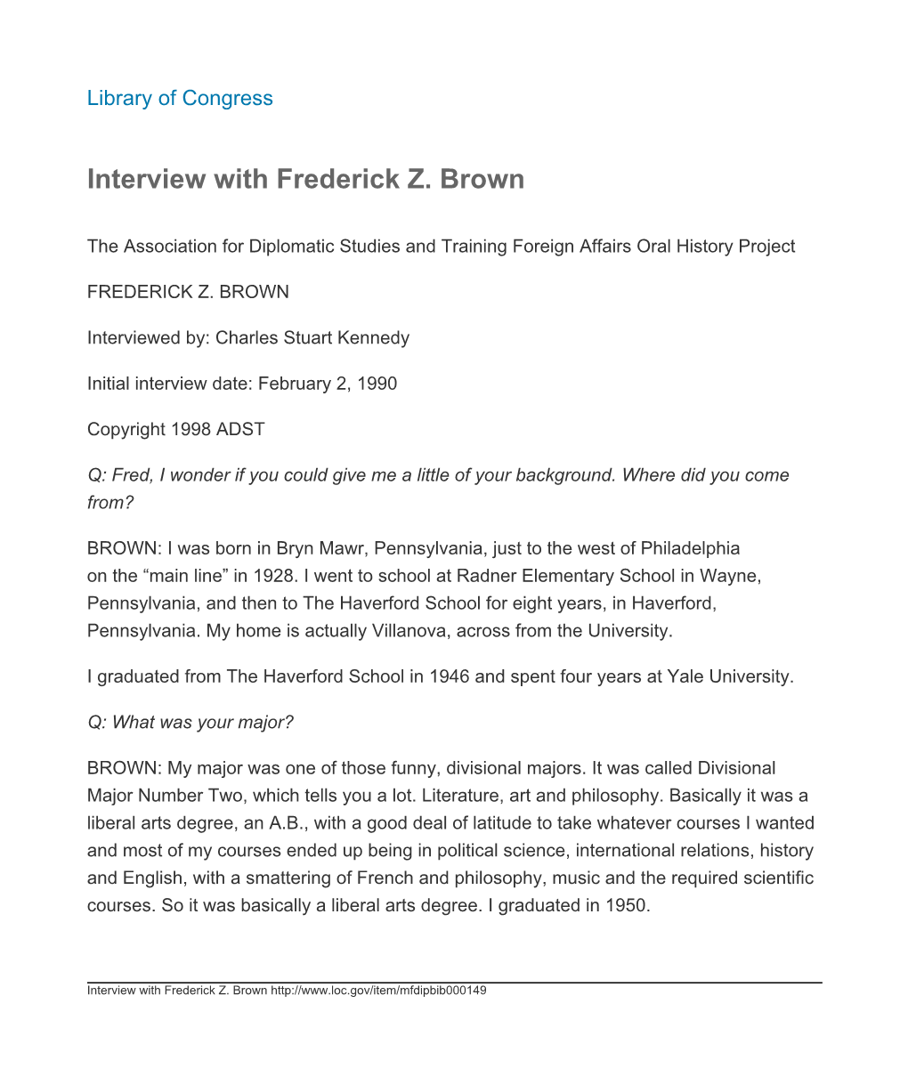 Interview with Frederick Z. Brown