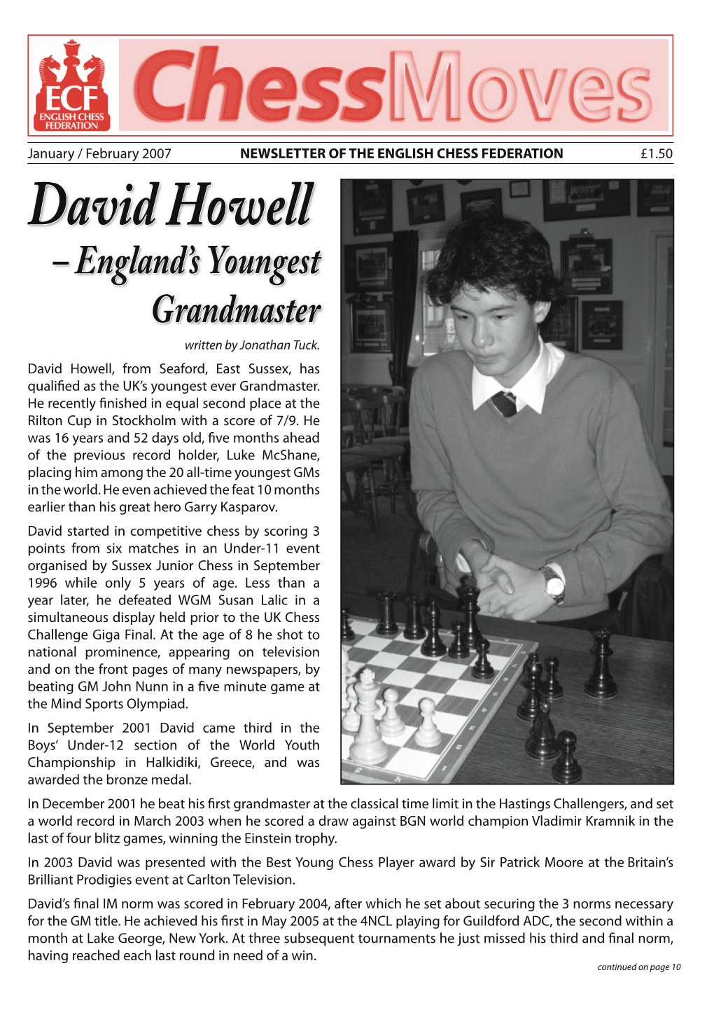 David Howell – England’S Youngest Grandmaster Written by Jonathan Tuck