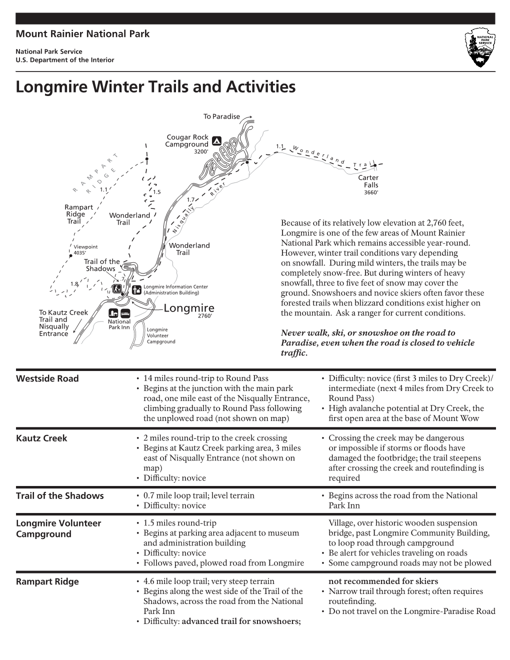 Longmire Winter Trails and Activities