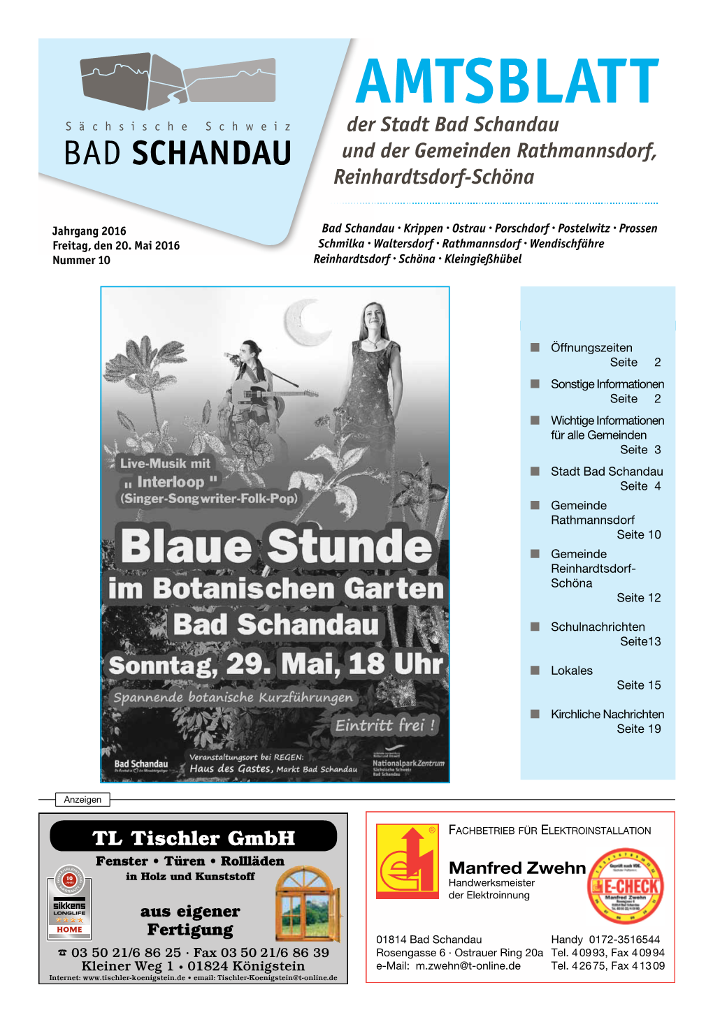 AMTSBLATT Der Stadt Bad Schandau Und Der Gemeinden Rathmannsdorf, Reinhardtsdorf-Schöna