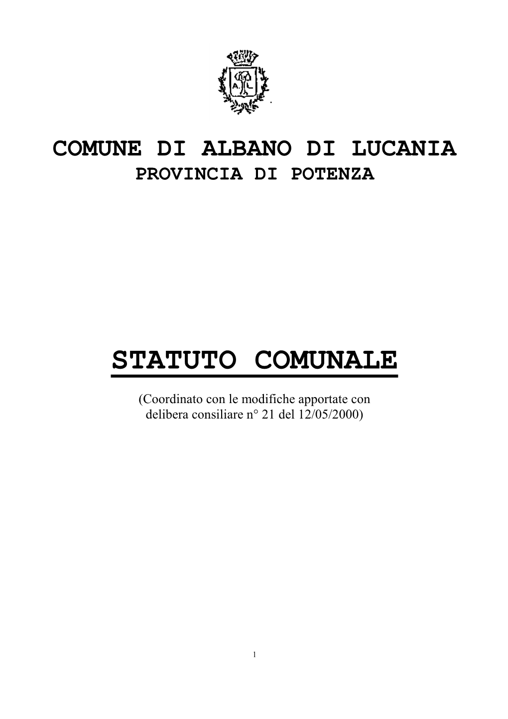 Statuto Comune Albano Di Lucania