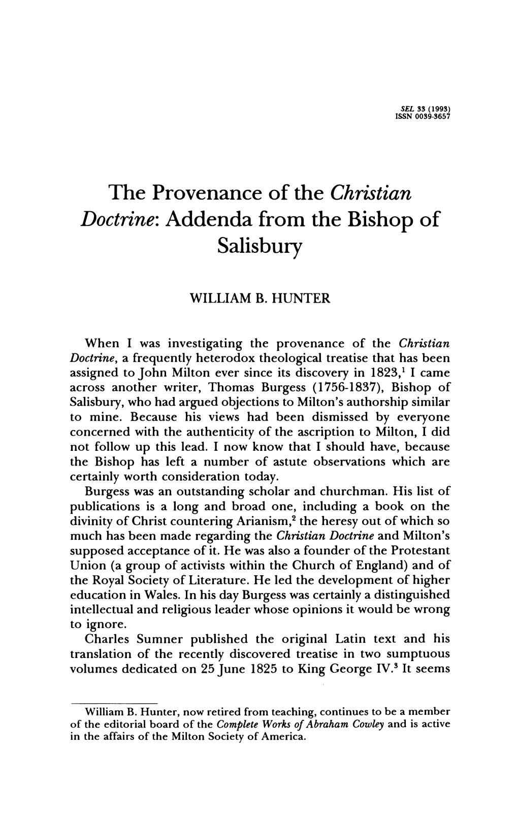 The Provenance of the Christian Doctrine: Addenda from the Bishop