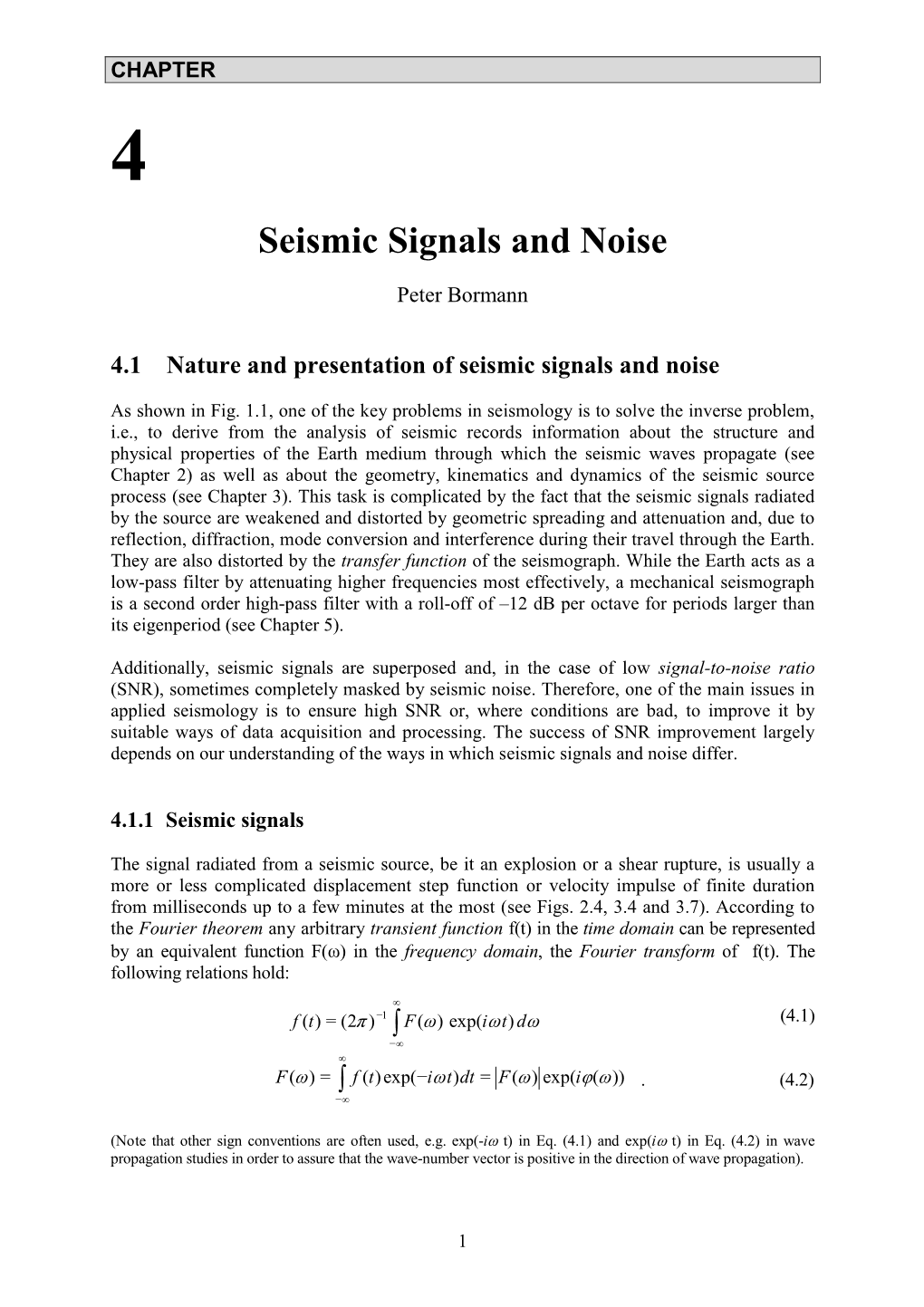 Seismic Signals and Noise