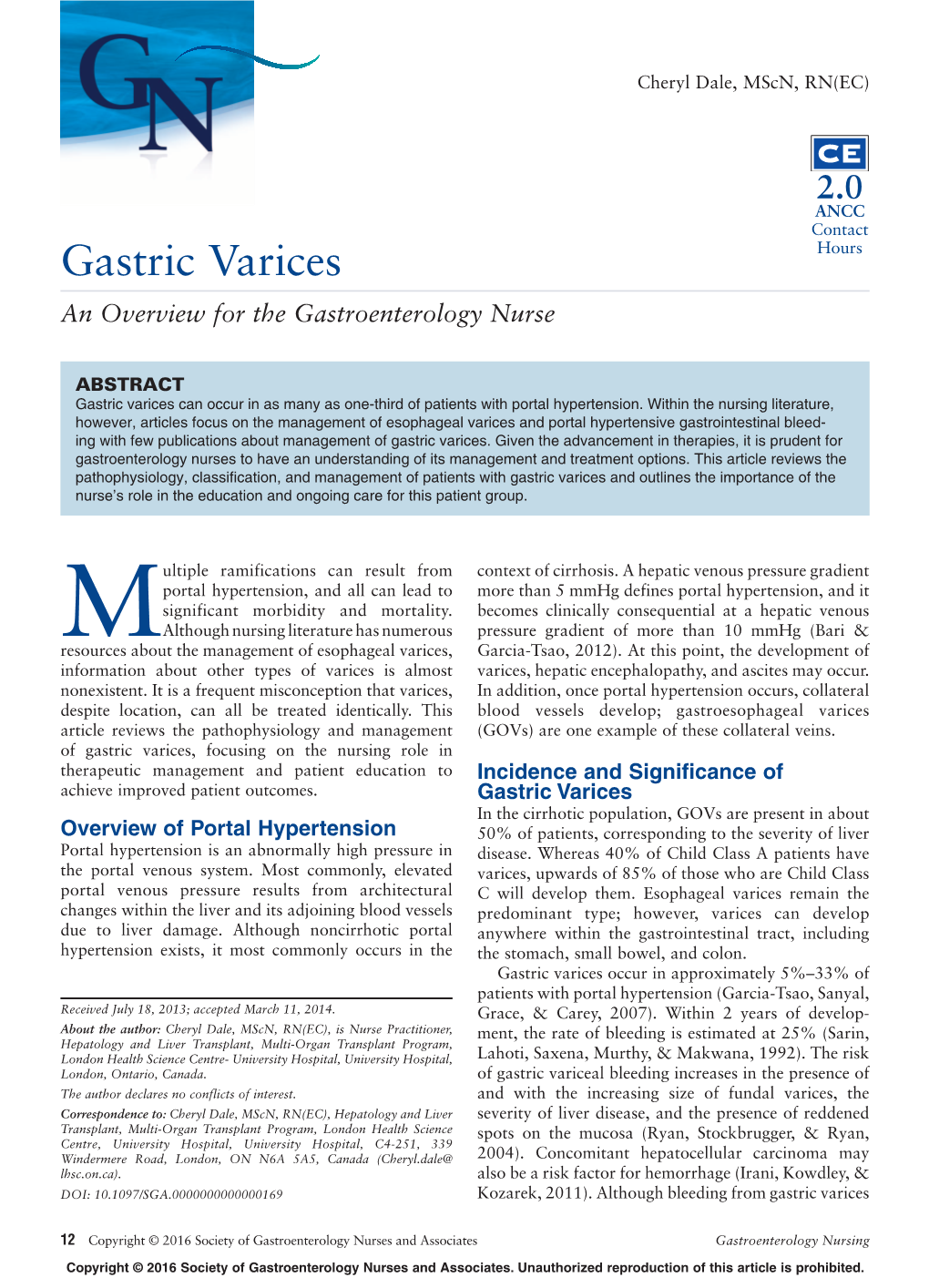 Gastric Varices Hours an Overview for the Gastroenterology Nurse