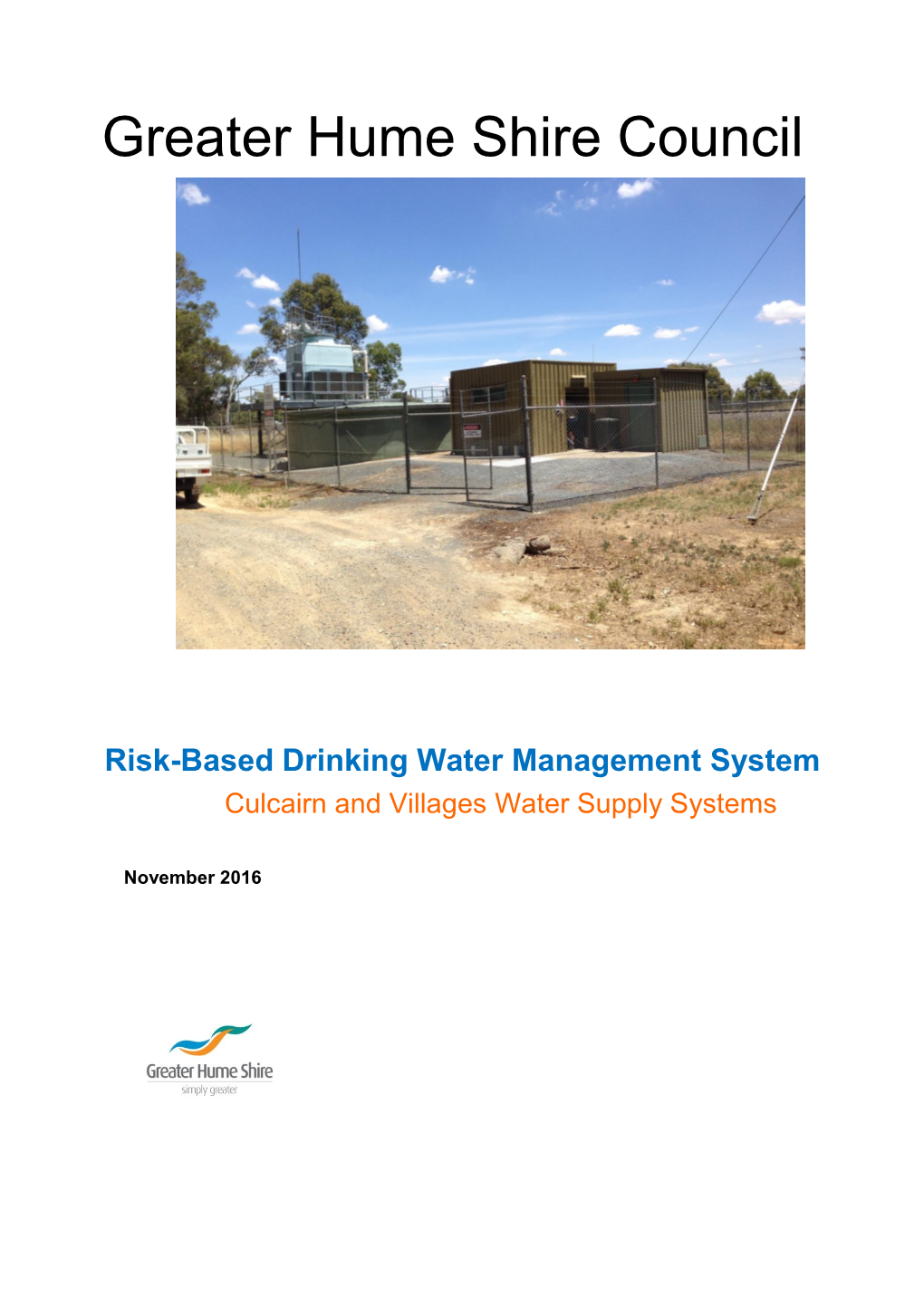 Risk-Based Drinking Water Management System Culcairn and Villages Water Supply Systems