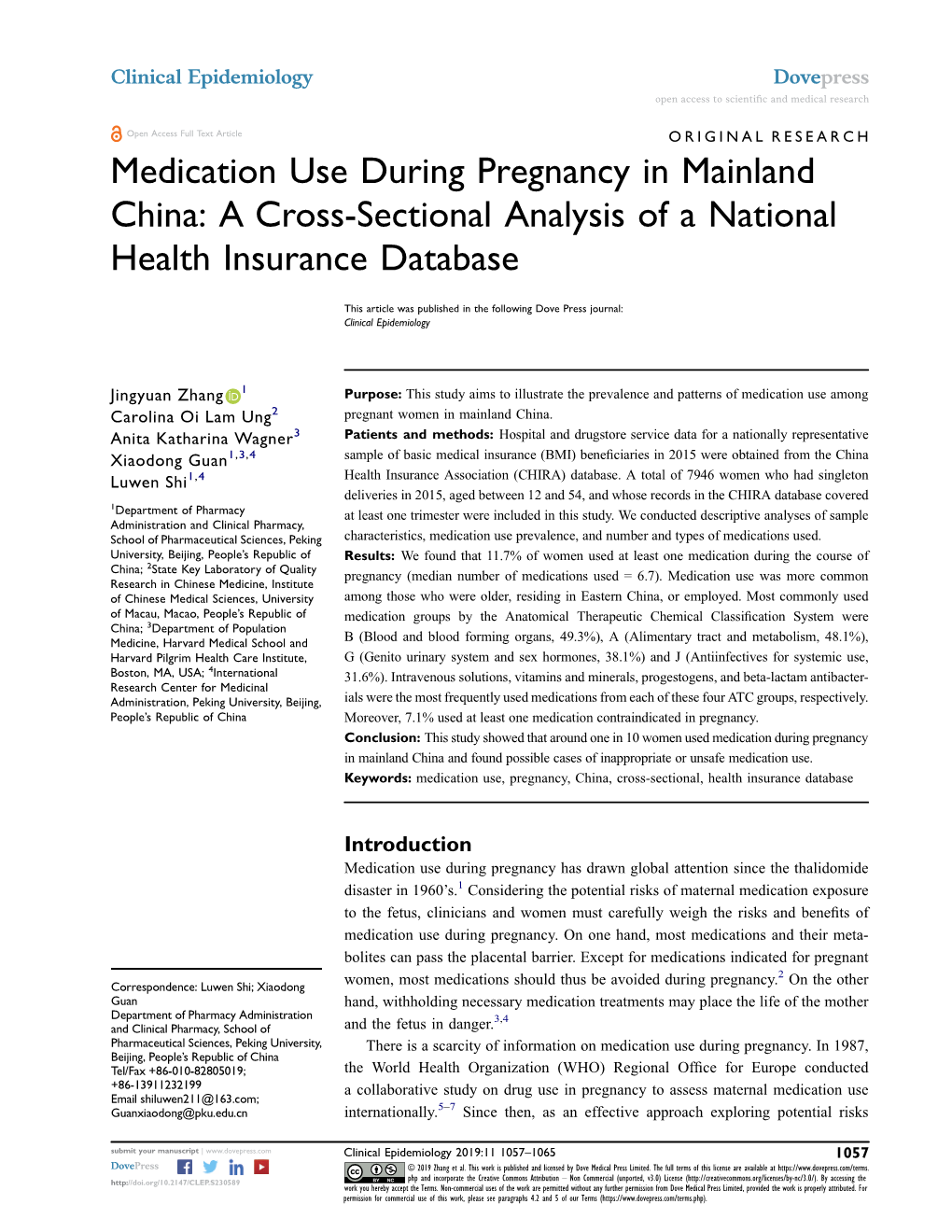 Medication Use During Pregnancy in Mainland China: a Cross-Sectional Analysis of a National Health Insurance Database