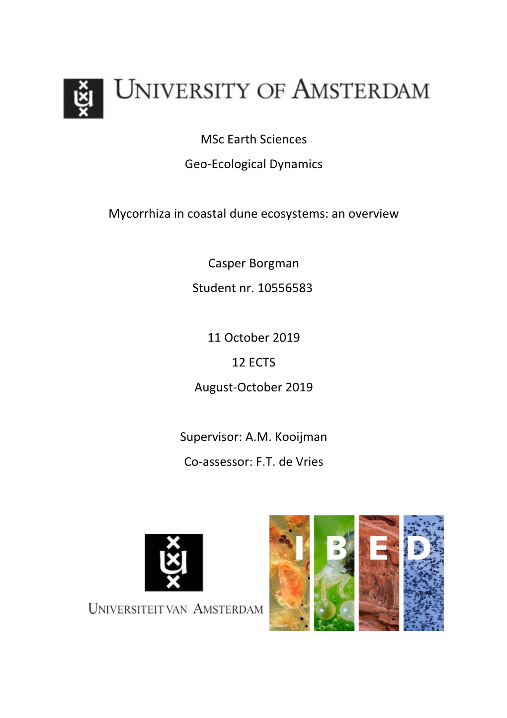 Msc Earth Sciences Geo-Ecological Dynamics