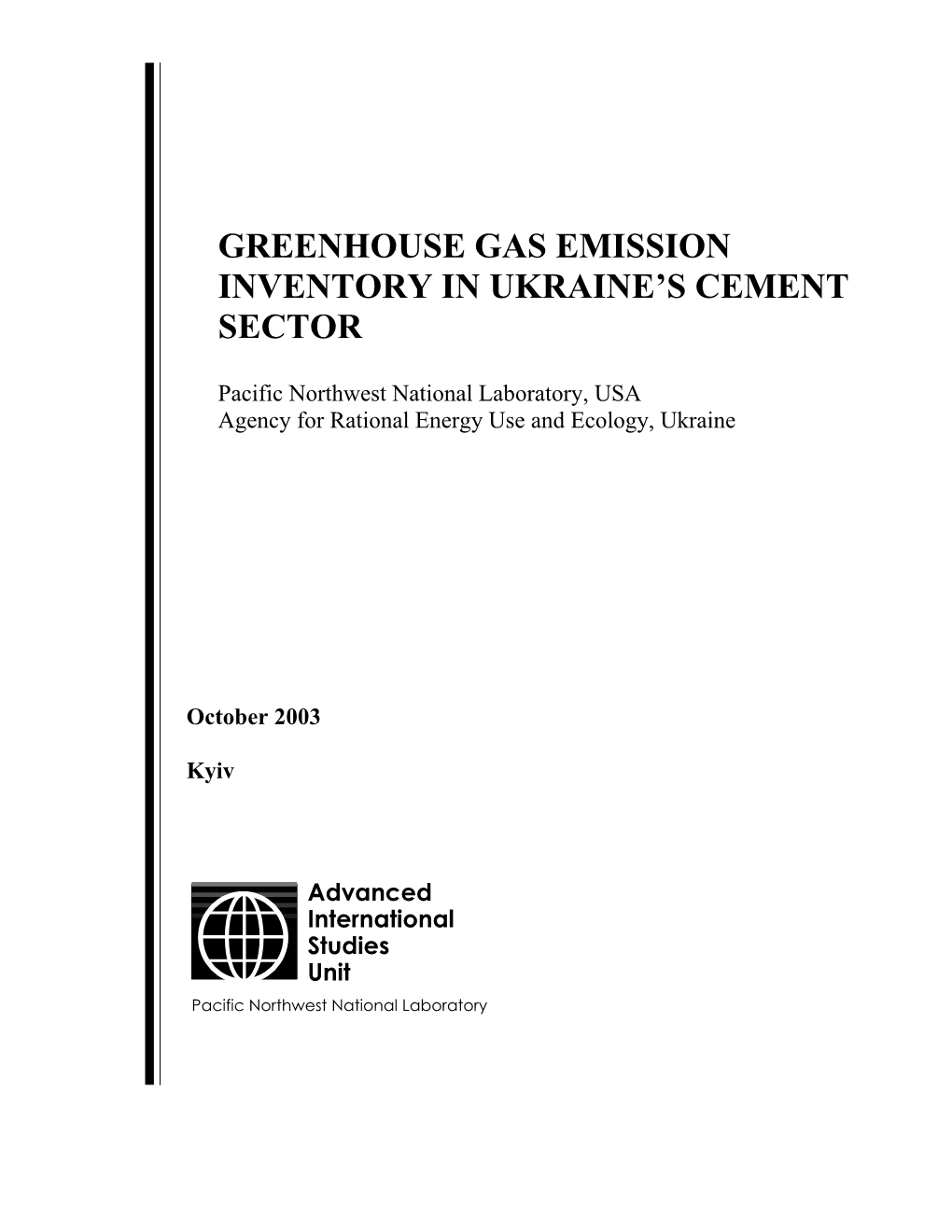 Greenhouse Gas Emission Inventory in Ukraine's