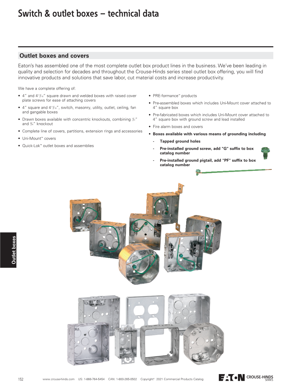 Crouse-Hinds Series 4-Inch Steel Square Boxes and Covers Catalog