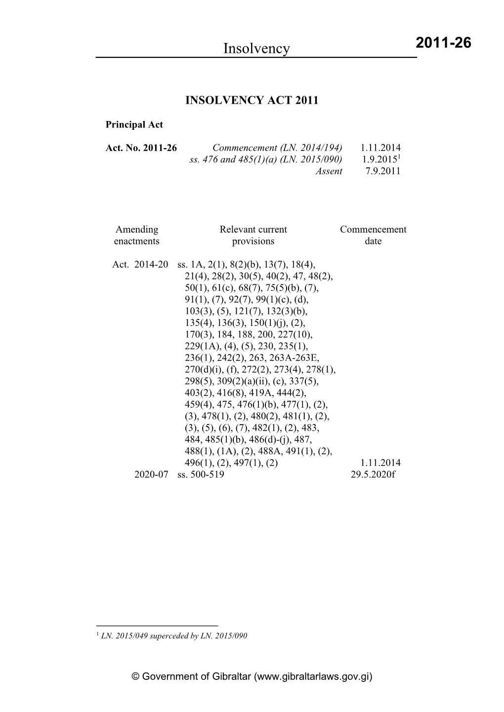 Insolvency Act 2011