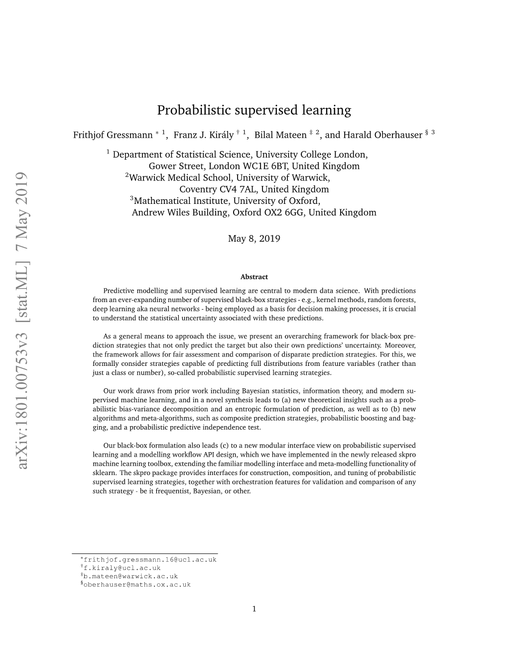 Probabilistic Supervised Learning