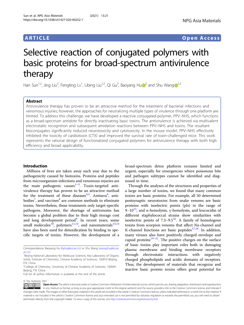 Selective Reaction of Conjugated Polymers with Basic Proteins For