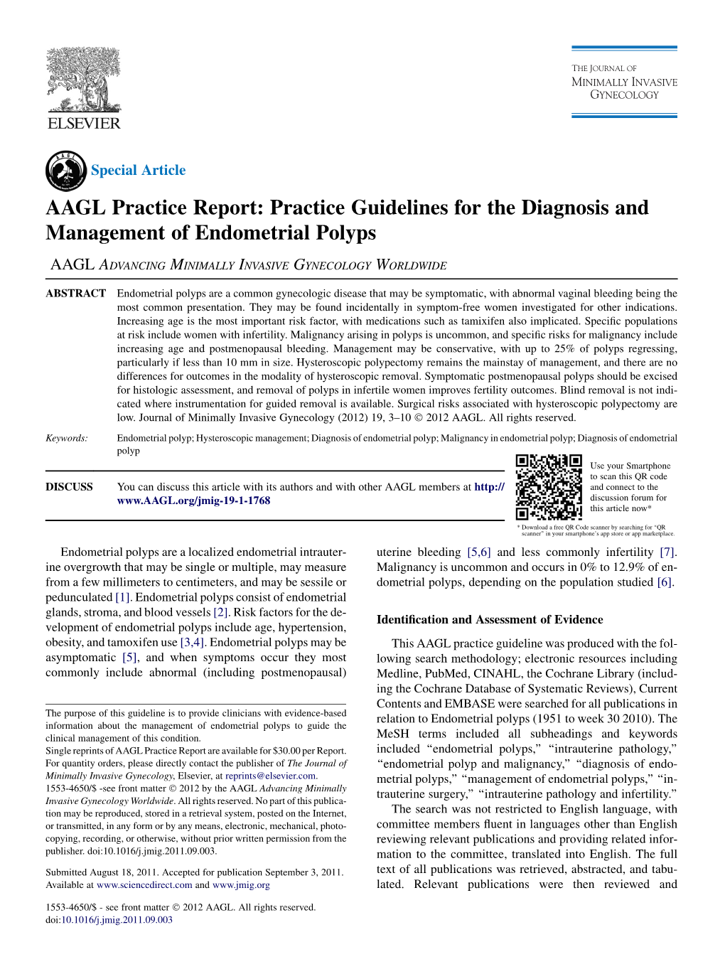 Practice Guidelines for the Diagnosis and Management of Endometrial Polyps